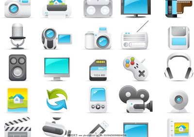 数码影音主题图标 计算机数码库管理的视觉化革新